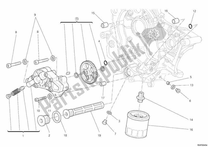 Alle onderdelen voor de Oliepomp - Filter van de Ducati Monster 696 USA 2012